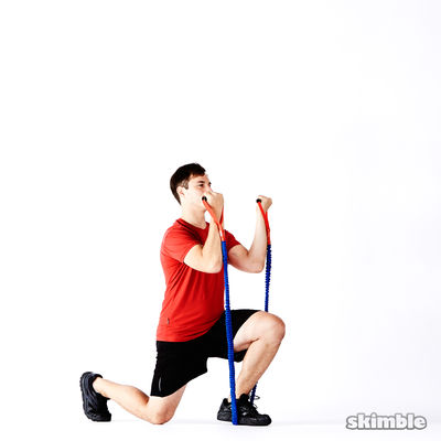 Left Lunge with Band Bicep Curl