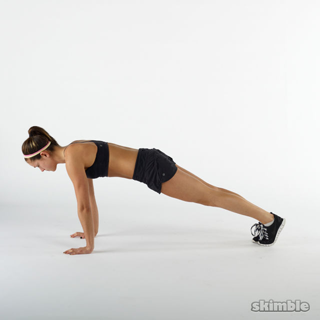 Start in a prone position and push up to plank.